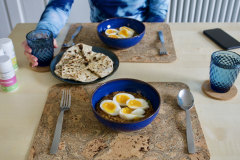 Daal, eggs and peshwari naan