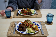 Falafel, beetroot and carrot slaw, harissa cauliflower