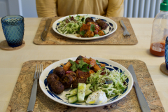 Falafel, sweet potato and salad