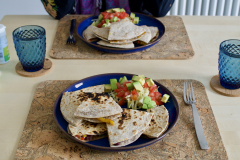 Refried bean quesadillas