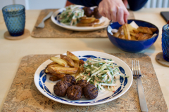 Falafel, chips, apple and cabbage slaw