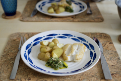 Icelandic cod, new potatoes, salsa verde