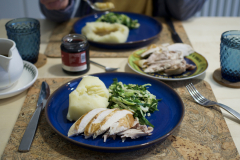 Roast organic chicken, mashed potato, pointed cabbage