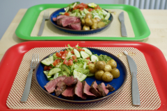 Organic fillet steak, salad, new potatoes