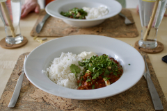 Aubergine and tomato curry